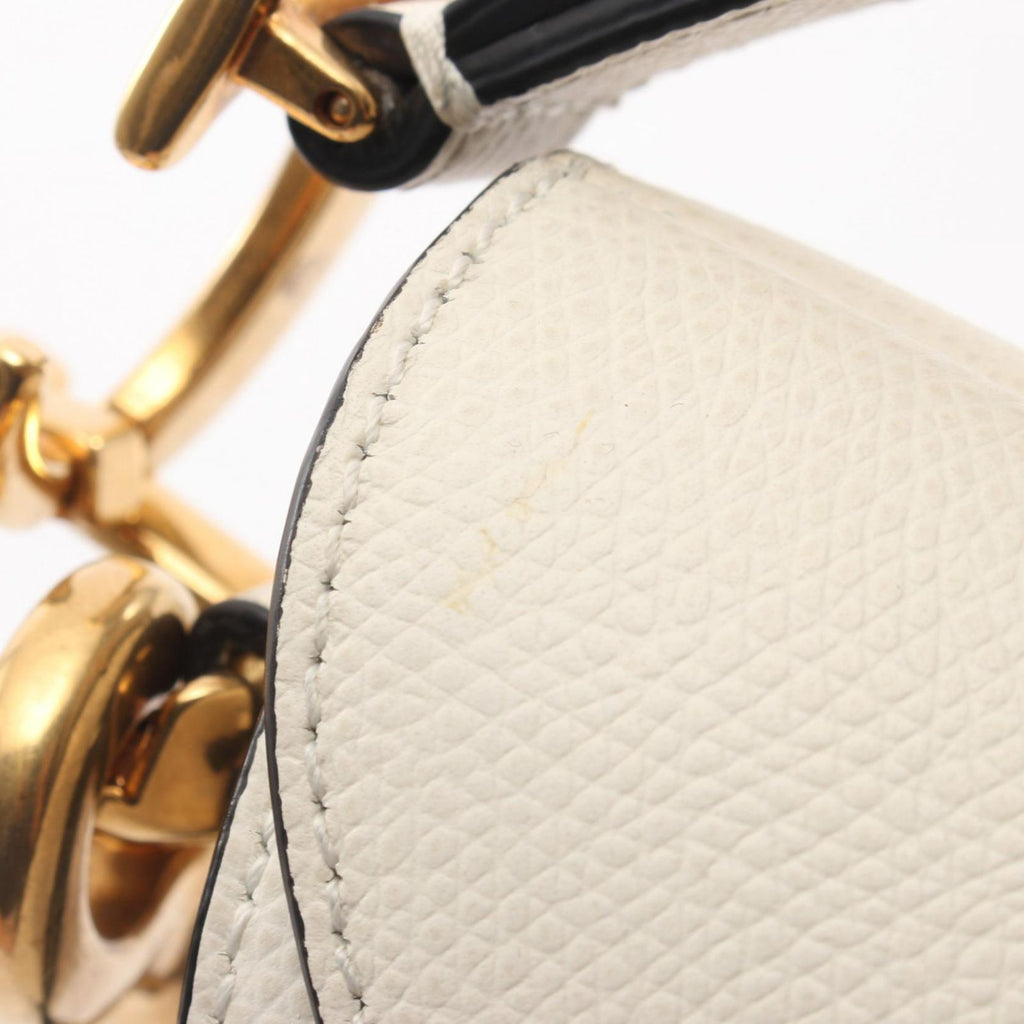 Dior Saddle Bag Mini with Shoulder Strap 2-Way White Leather — view 9