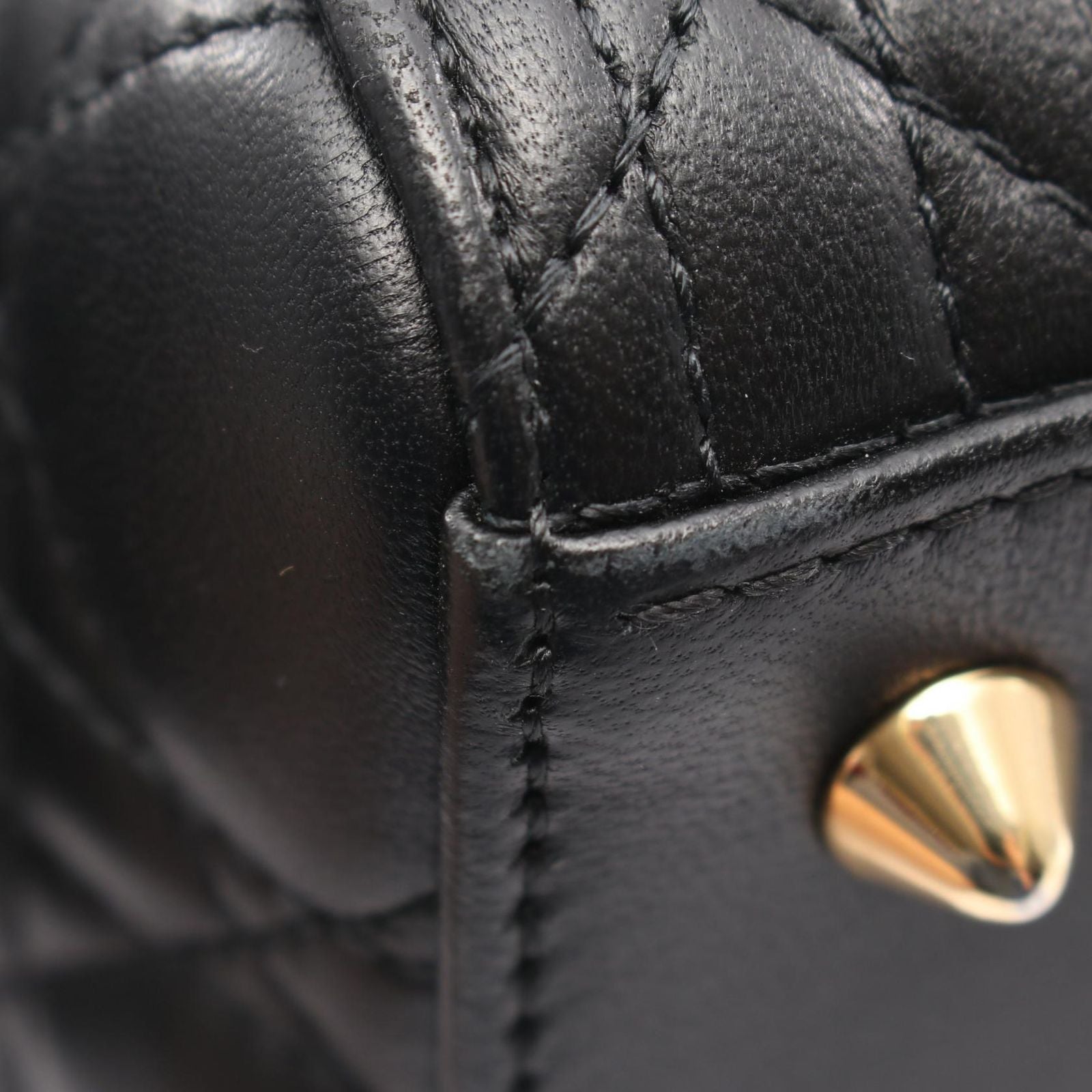Dior Handbag Lady Dior Cannage 2-Way Black Lambskin Tote — view 9