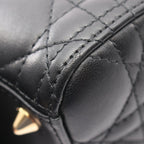 Dior Handbag Lady Dior Cannage 2-Way Black Lambskin Tote — view 5