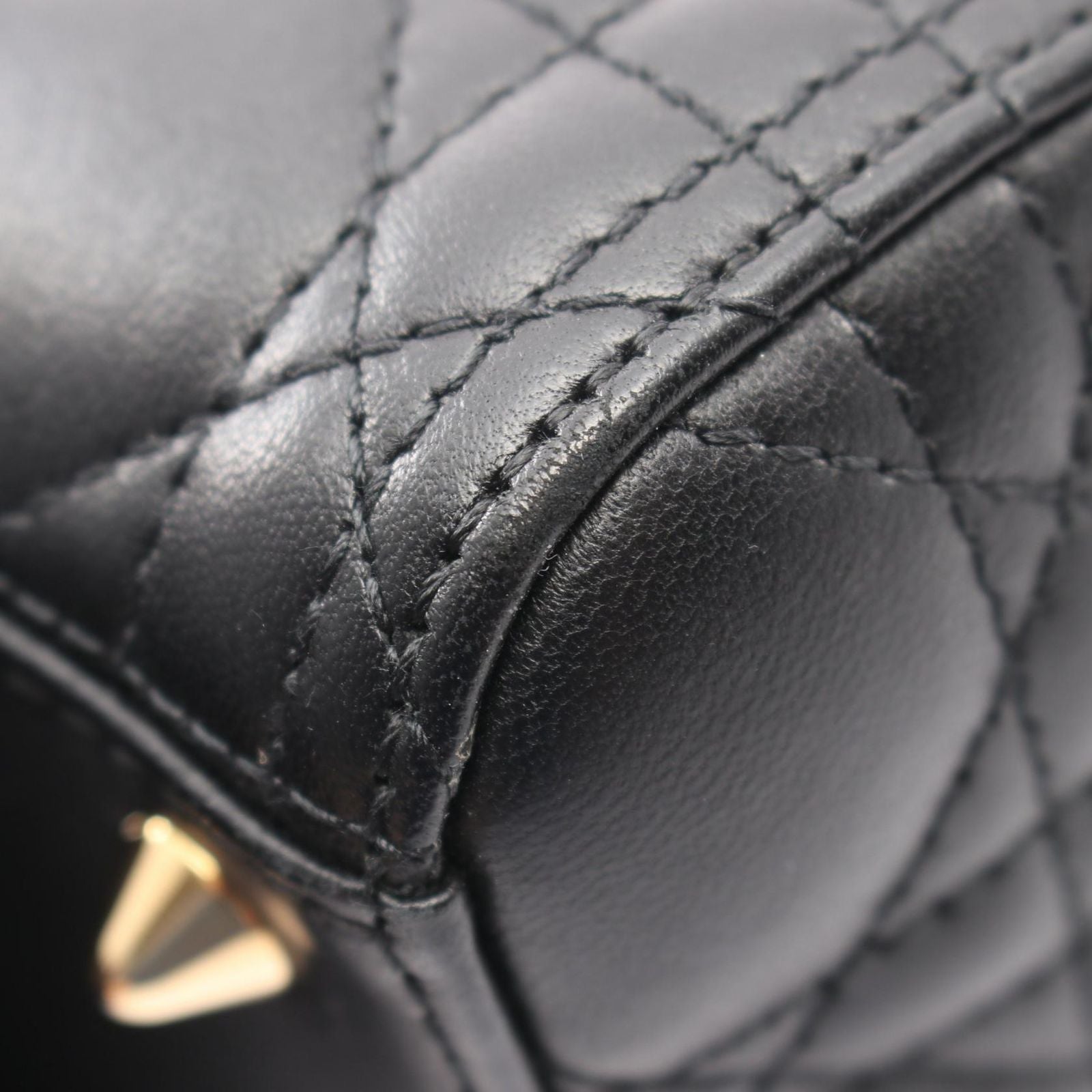 Dior Handbag Lady Dior Cannage 2-Way Black Lambskin Tote — view 5