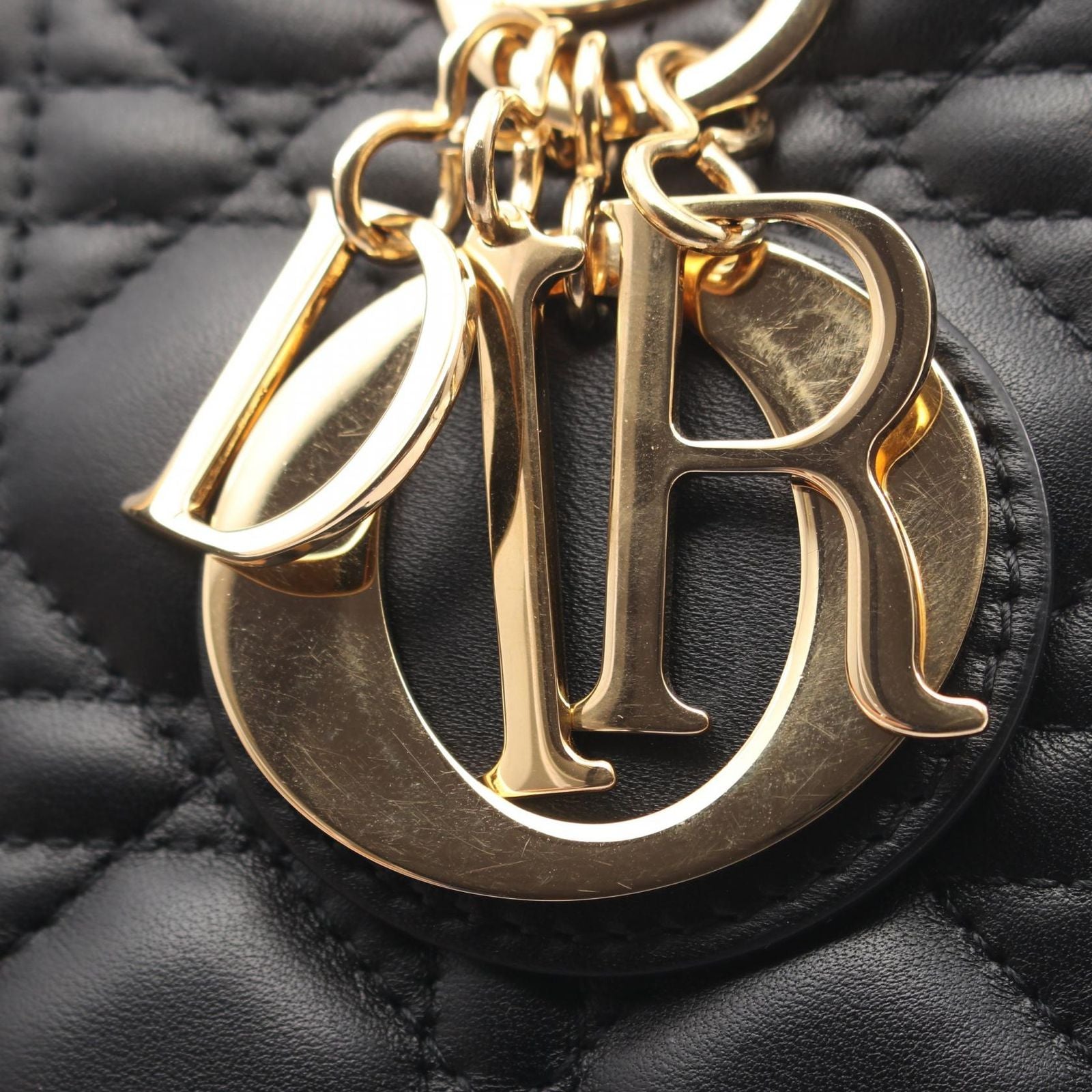 Dior Handbag Lady Dior Cannage 2-Way Black Lambskin Tote — view 8