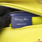 Dior Handbag Lady Dior Cannage 2-Way Magenta Blue Yellow Lambskin Tote — view 4