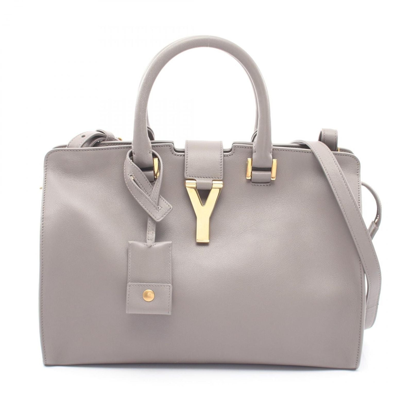 Saint Laurent Paris Handbag Petit Cabas Line 2-Way Gray Leather