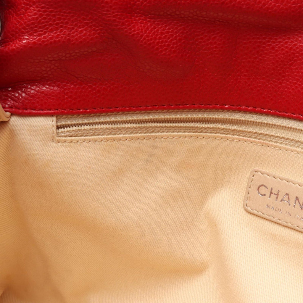 Chanel Shoulder Bag Quilted Large Red Caviar Leather Chain — view 6