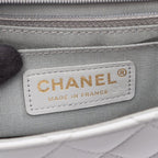 Chanel Shoulder Bag Quilted Frill Gray Lambskin — view 4