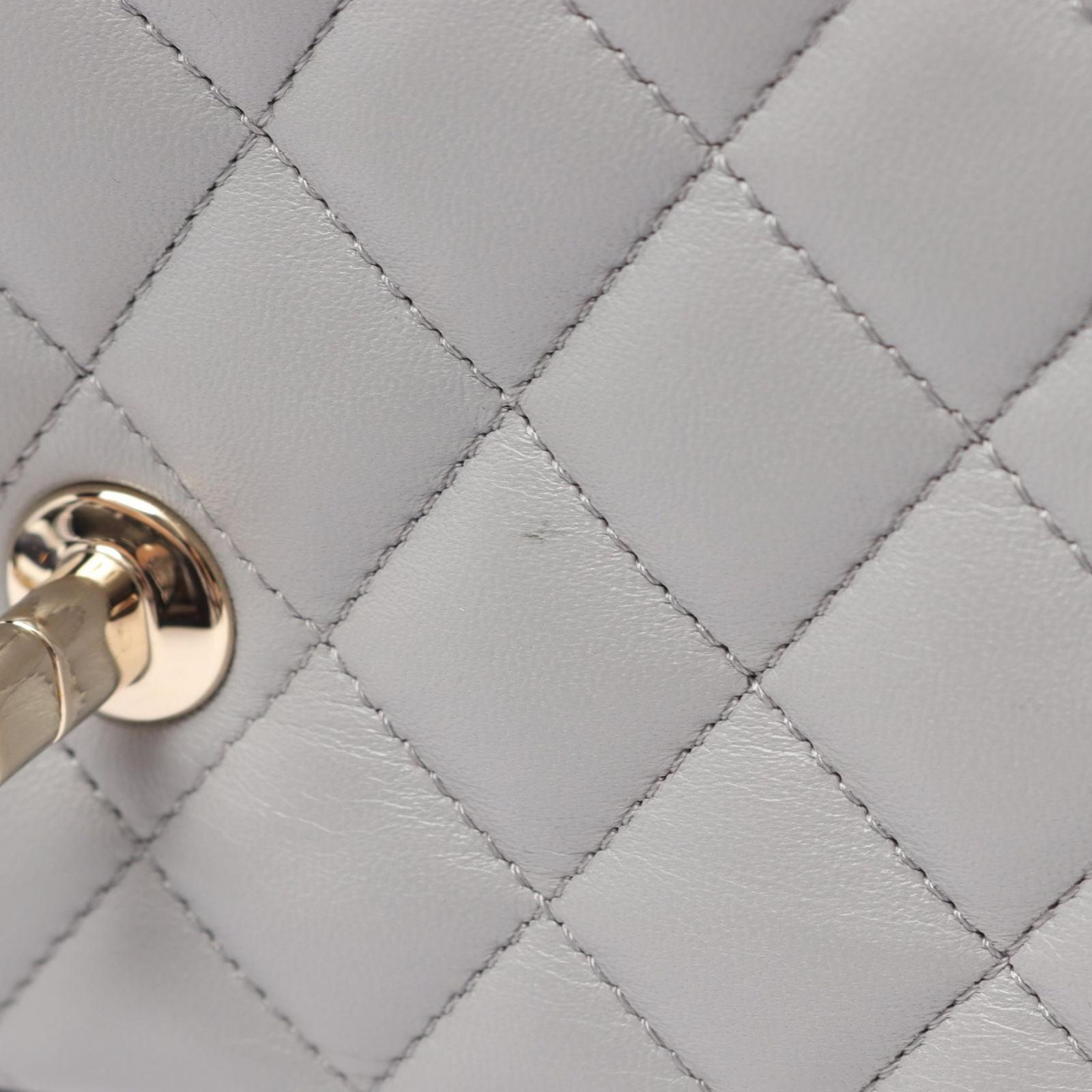 Chanel Shoulder Bag Quilted Frill Gray Lambskin — view 6