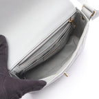 Chanel Shoulder Bag Quilted Frill Gray Lambskin — view 3