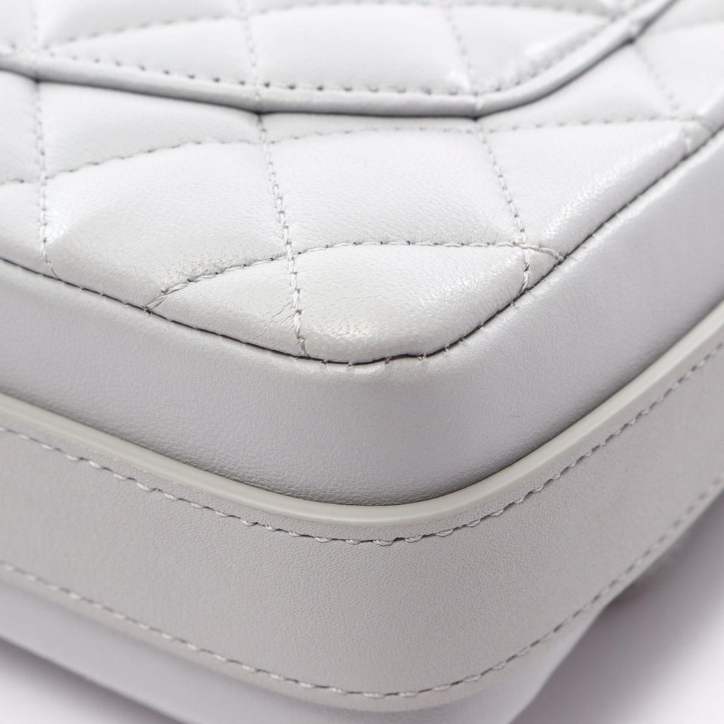 Chanel Shoulder Bag Quilted Frill Gray Lambskin — view 7