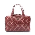 Chanel Handbag Wild Stitch Brown Leather