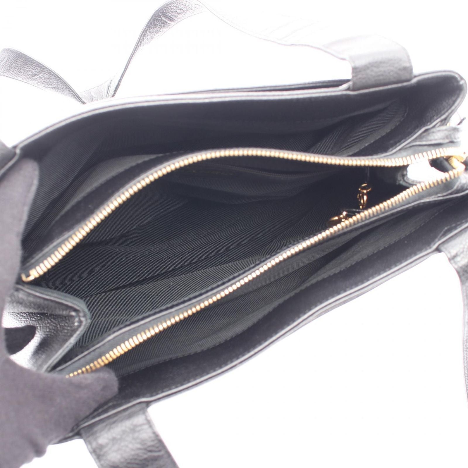 Chanel Tote Logo Embroidery Black Calf — view 3