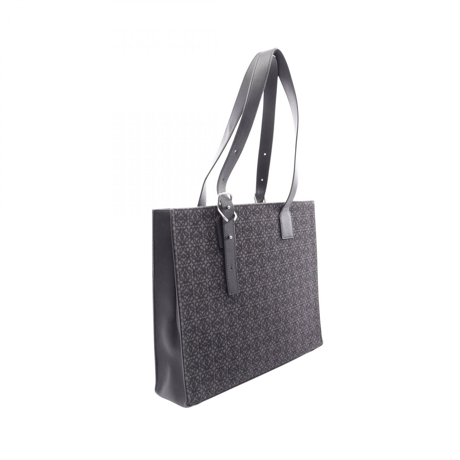 Loewe Tote Buckle Horizontal Anagram Black Canvas Leather — view 2