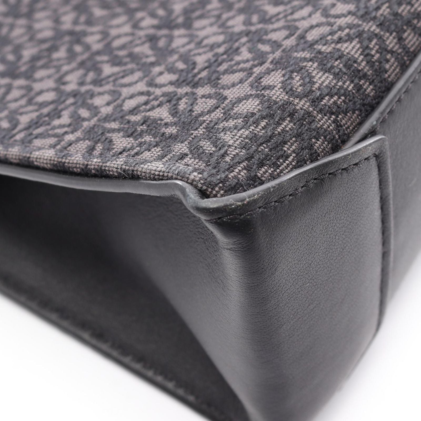 Loewe Tote Buckle Horizontal Anagram Black Canvas Leather — view 6