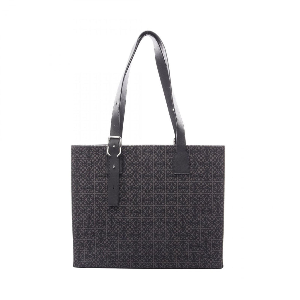 Loewe Tote Buckle Horizontal Anagram Black Canvas Leather