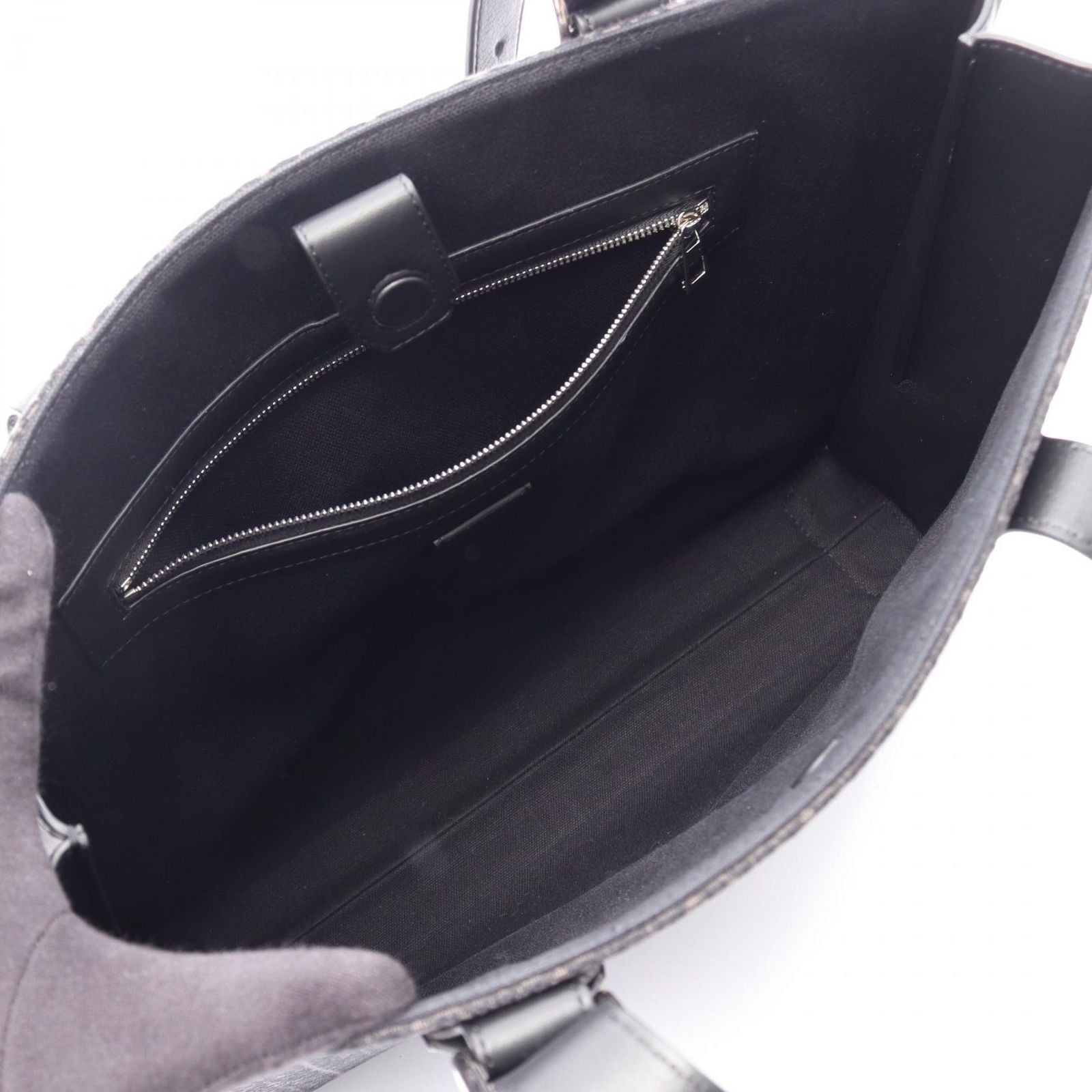 Loewe Tote Buckle Horizontal Anagram Black Canvas Leather — view 3