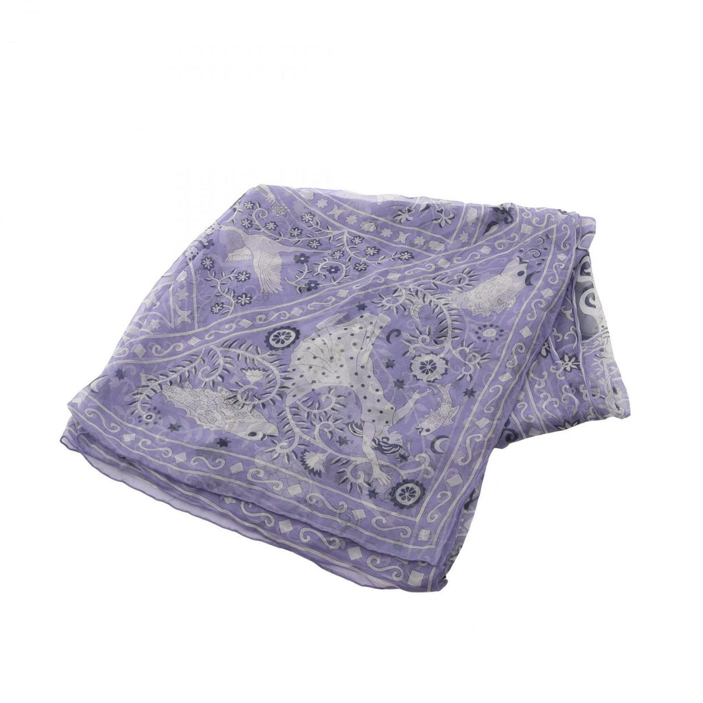 Hermes Scarf Carre 140 Muslin Peuple du Vent Lavender Silk