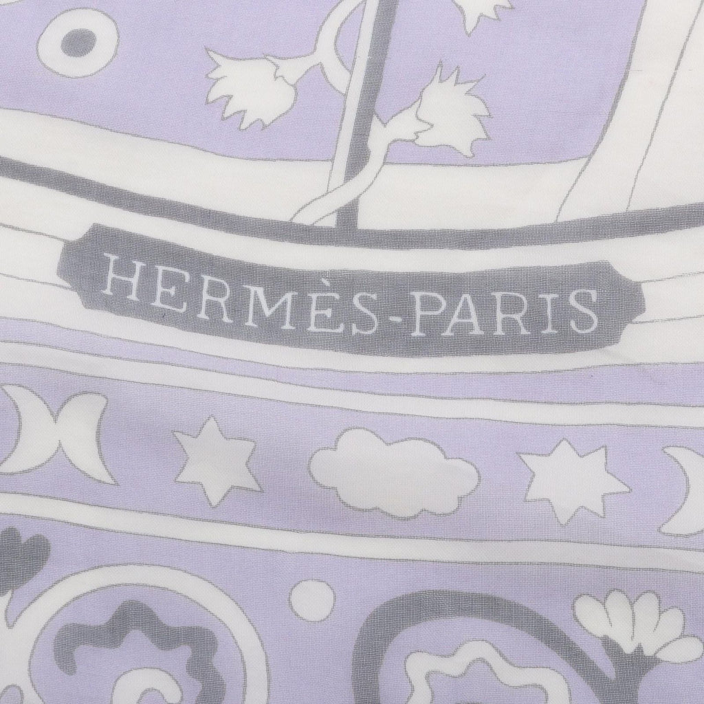 Hermes Scarf Carre 140 Muslin Peuple du Vent Lavender Silk — view 5