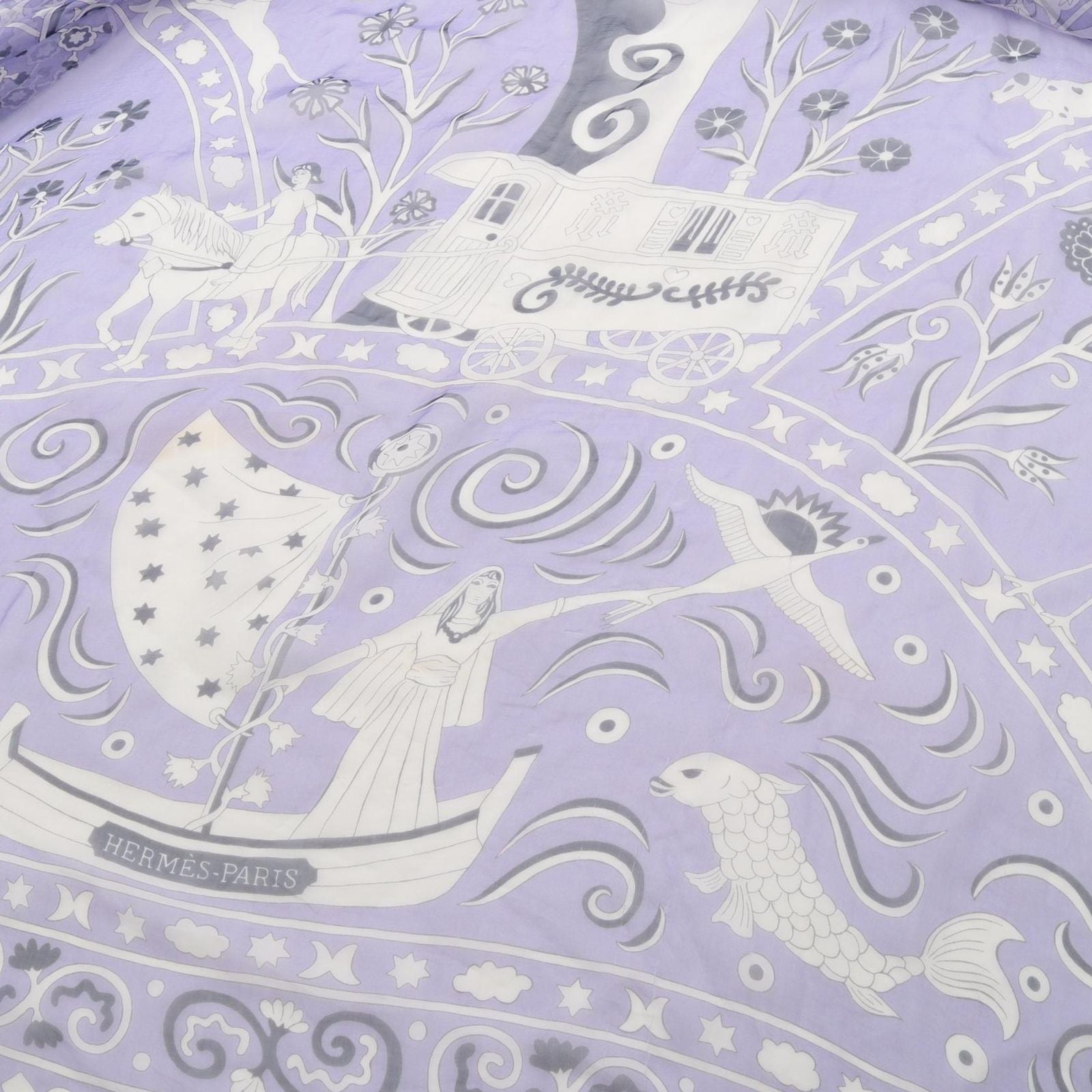 Hermes Scarf Carre 140 Muslin Peuple du Vent Lavender Silk — view 2