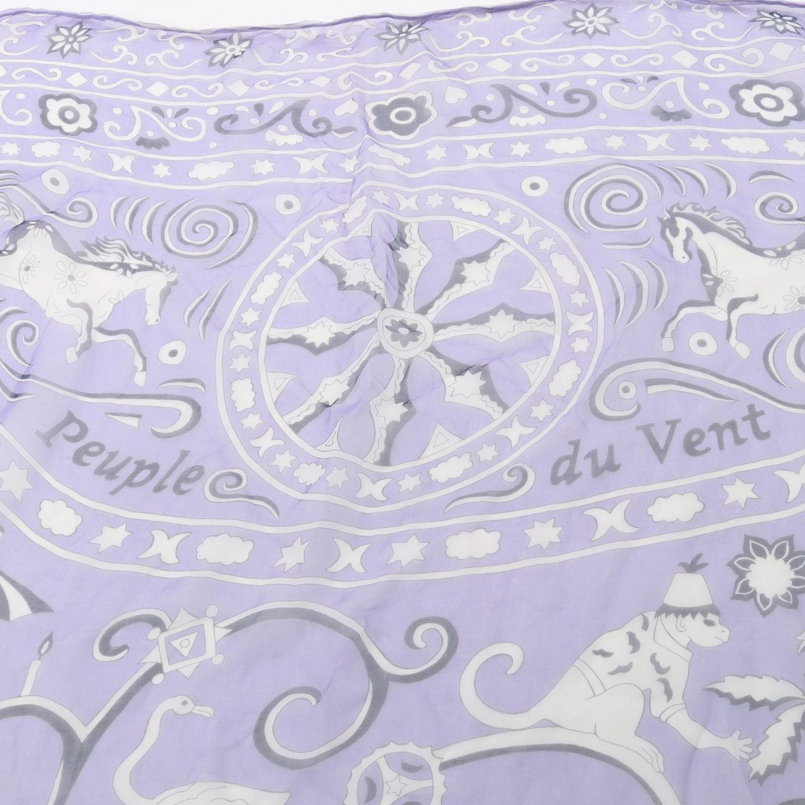 Hermes Scarf Carre 140 Muslin Peuple du Vent Lavender Silk — view 7