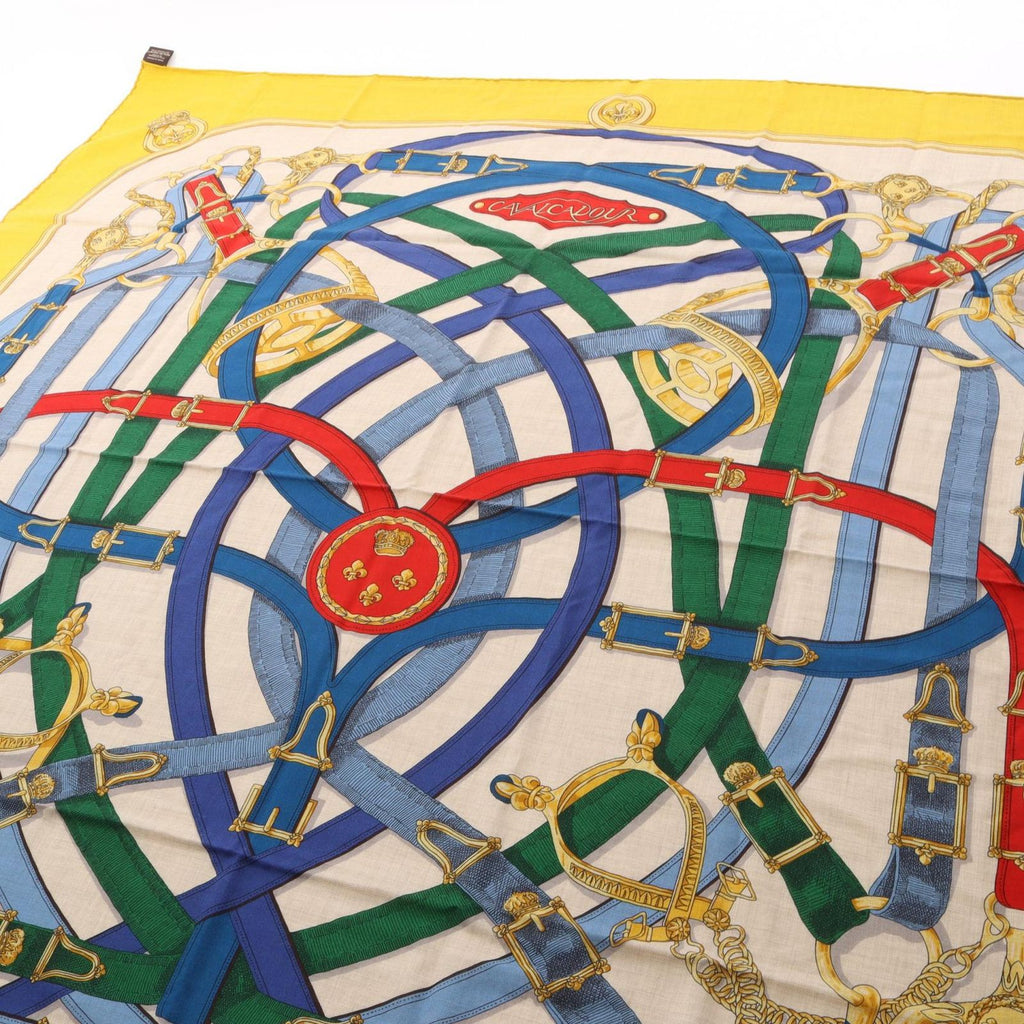 Hermes Scarf Carre Geant 140 Cavalcadour Yellow Silk — view 2