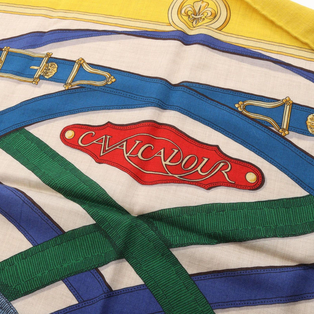 Hermes Scarf Carre Geant 140 Cavalcadour Yellow Silk — view 6