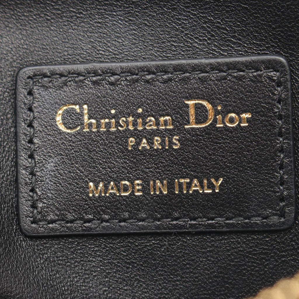 Dior Coin Case Caro Lavender Wallet Cannage Black Leather — view 4