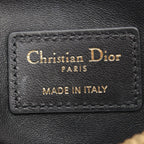 Dior Coin Case Caro Lavender Wallet Cannage Black Leather — view 4