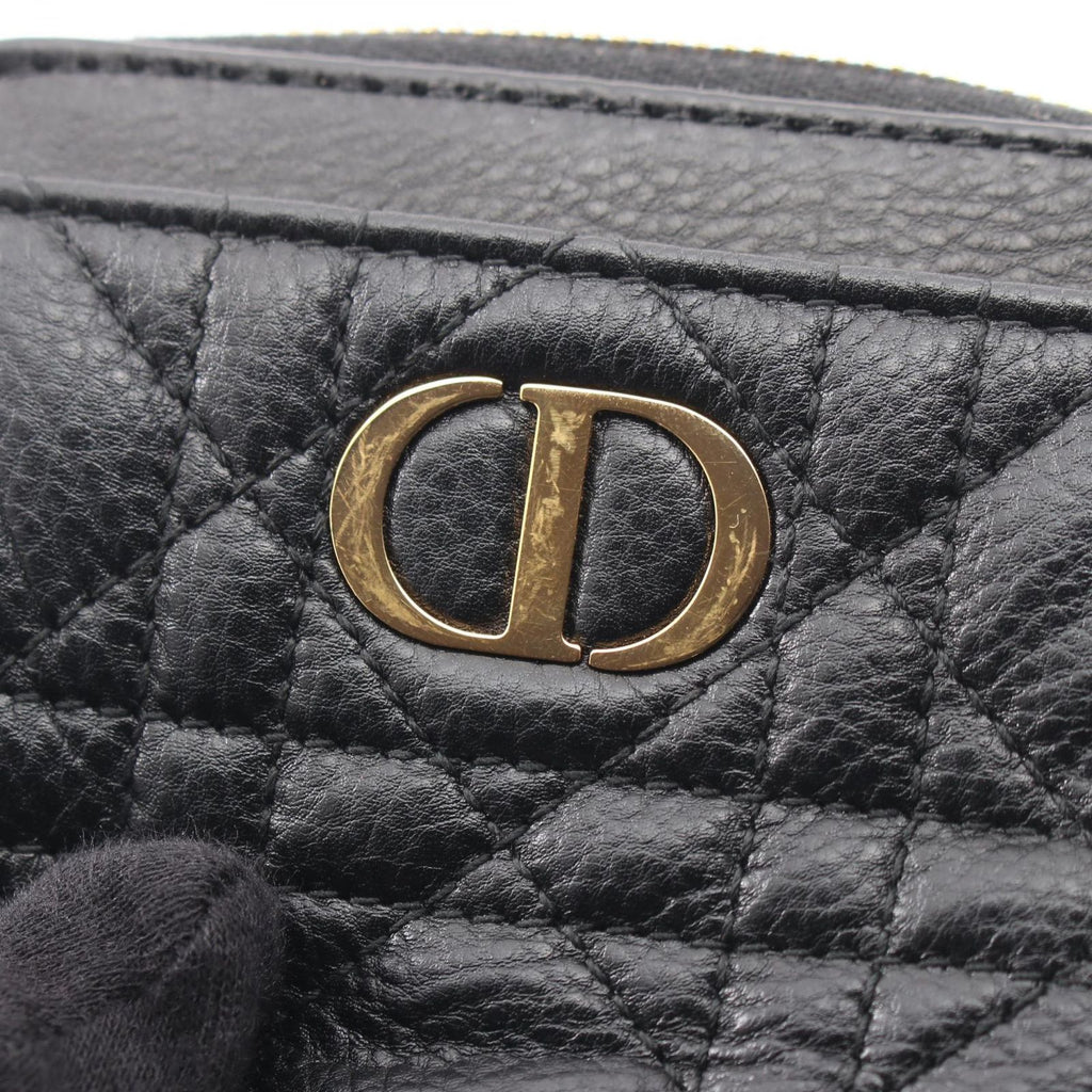 Dior Coin Case Caro Lavender Wallet Cannage Black Leather — view 6