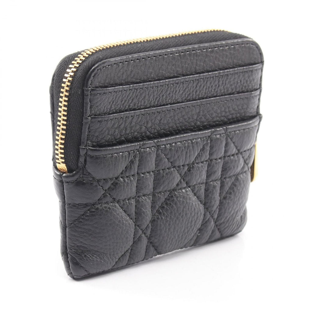 Dior Coin Case Caro Lavender Wallet Cannage Black Leather — view 2