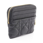 Dior Coin Case Caro Lavender Wallet Cannage Black Leather — view 2