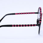 Chanel Round Shape Eyewear Sunglasses Calfskin Leather Black Pink CC Logo — view 8