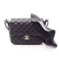 Chanel Shoulder Bag Quilted Ruffles Black Lambskin