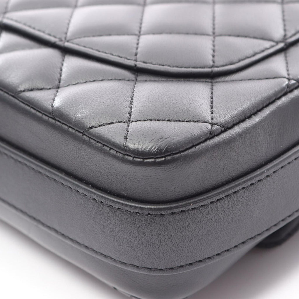 Chanel Shoulder Bag Quilted Ruffles Black Lambskin — view 9