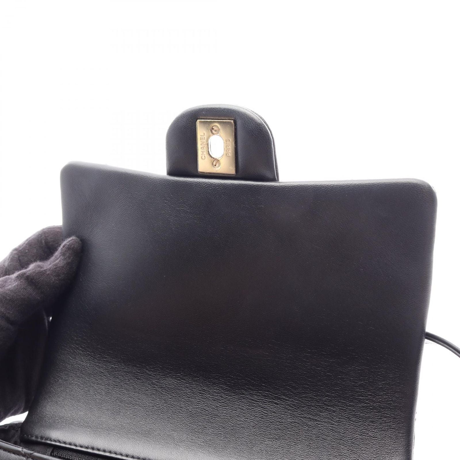 Chanel Shoulder Bag Quilted Ruffles Black Lambskin — view 6