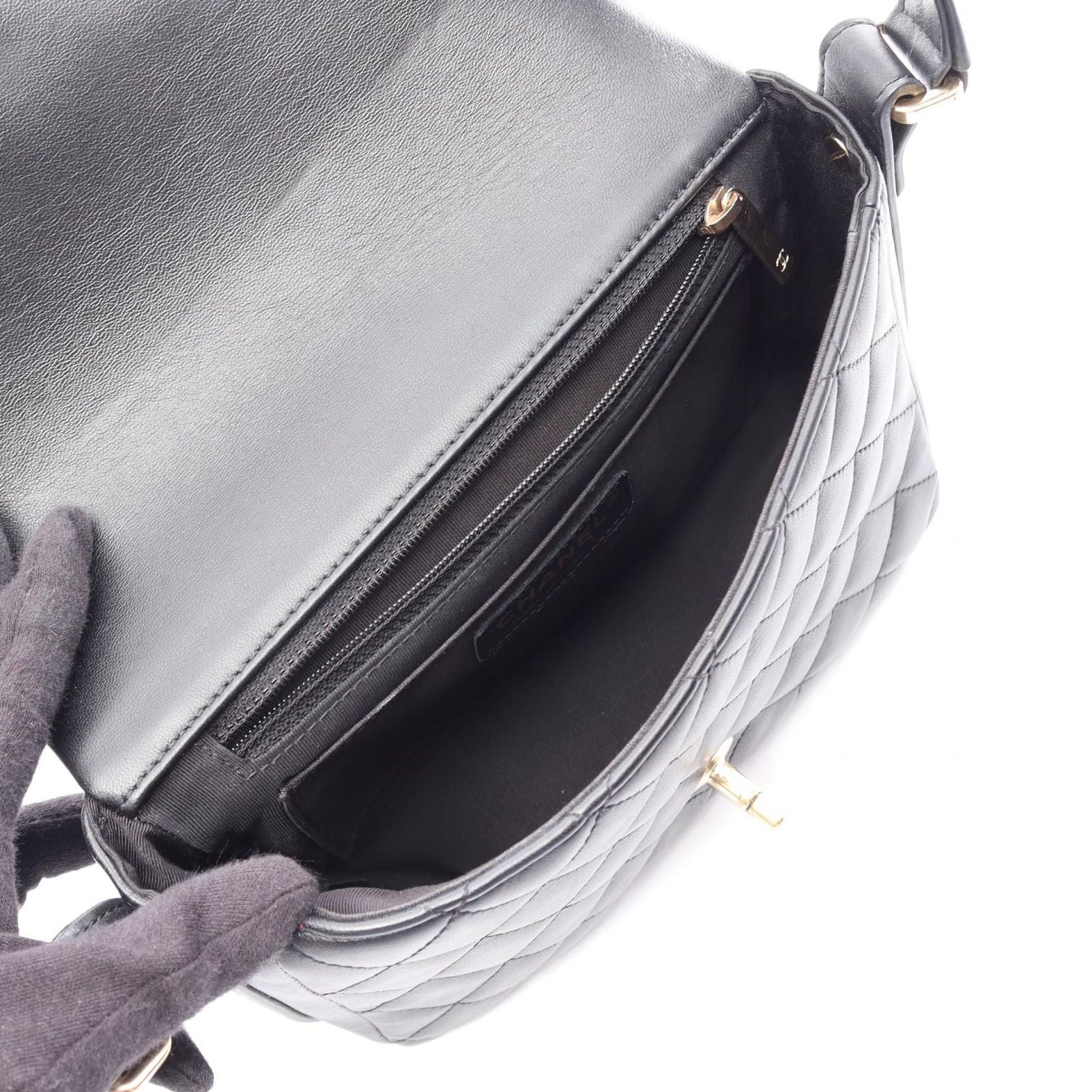 Chanel Shoulder Bag Quilted Ruffles Black Lambskin — view 3