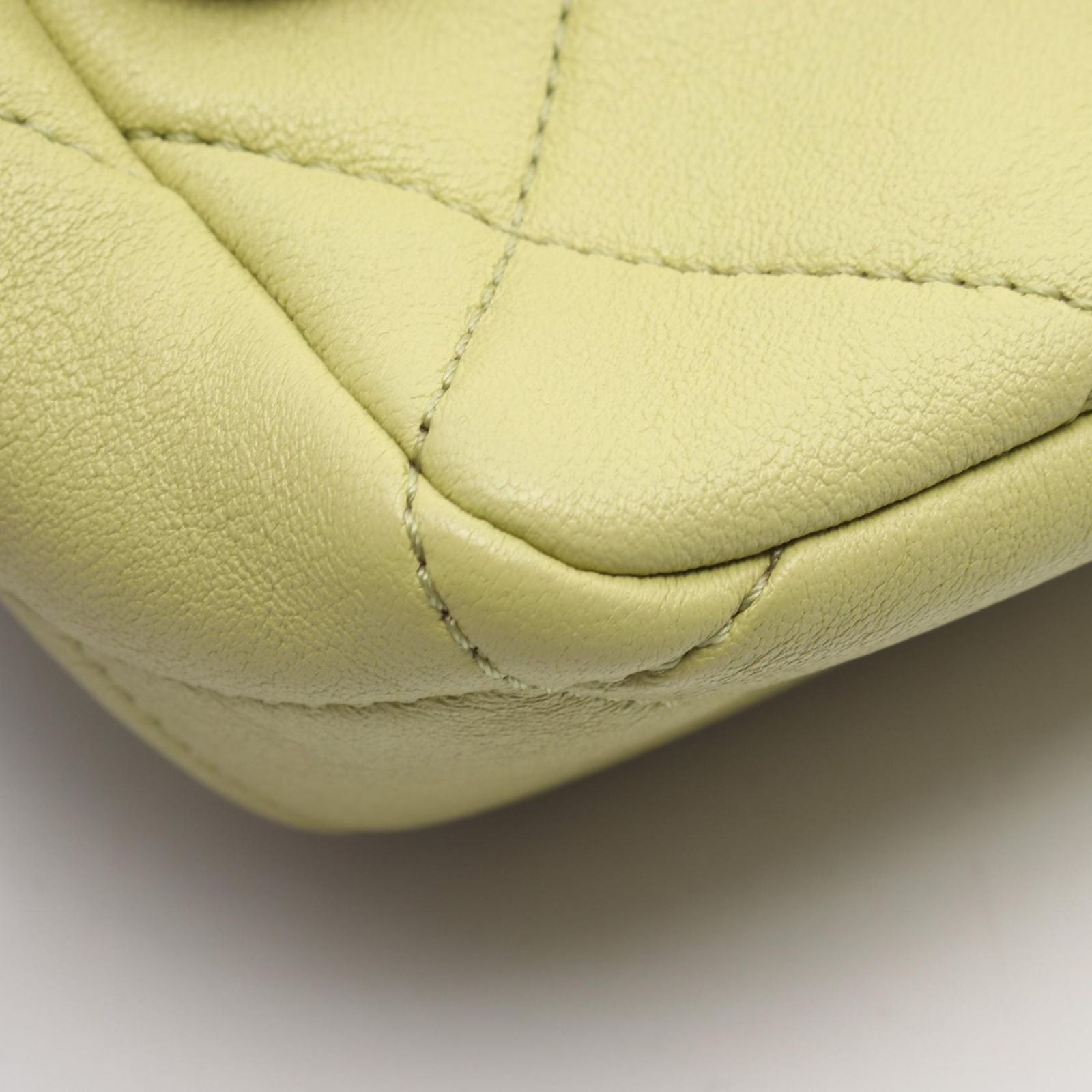 Chanel Shoulder Bag Mini Quilted Top Handle 2-Way Light Green Lambskin Mini — view 8