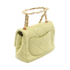Chanel Shoulder Bag Mini Quilted Top Handle 2-Way Light Green Lambskin Mini — view 2