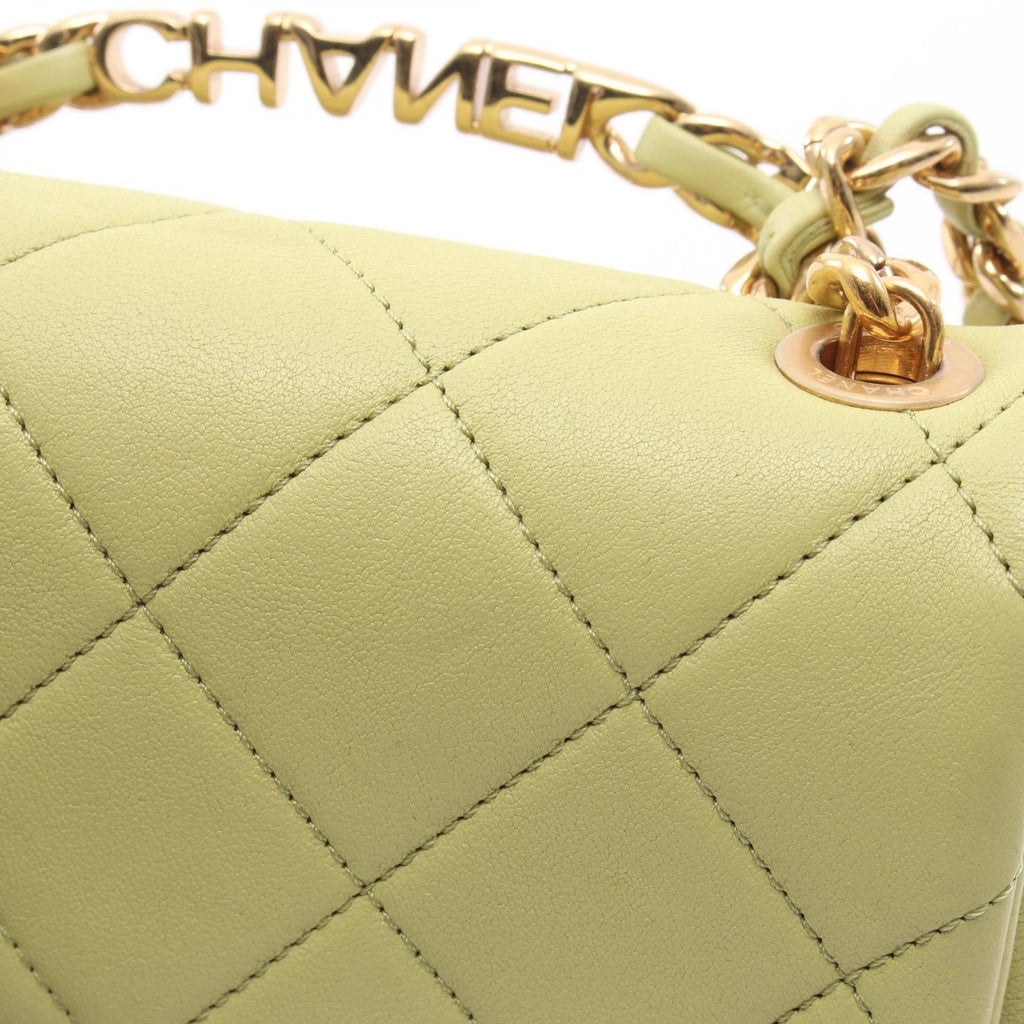 Chanel Shoulder Bag Mini Quilted Top Handle 2-Way Light Green Lambskin Mini — view 7