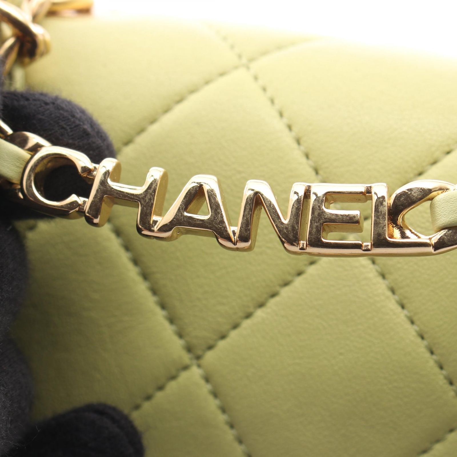 Chanel Shoulder Bag Mini Quilted Top Handle 2-Way Light Green Lambskin Mini — view 9