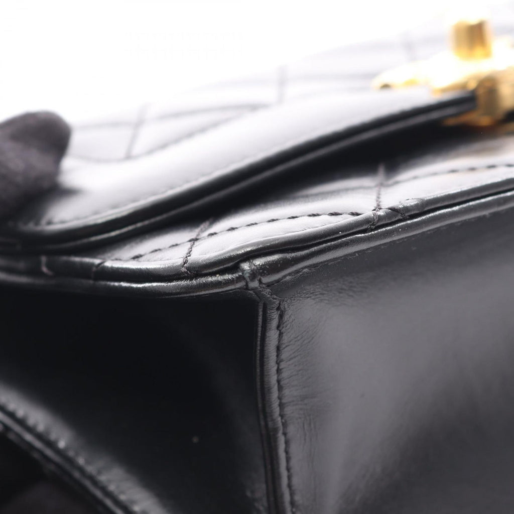 Chanel Shoulder Bag Quilted Black Lambskin Chain — view 8