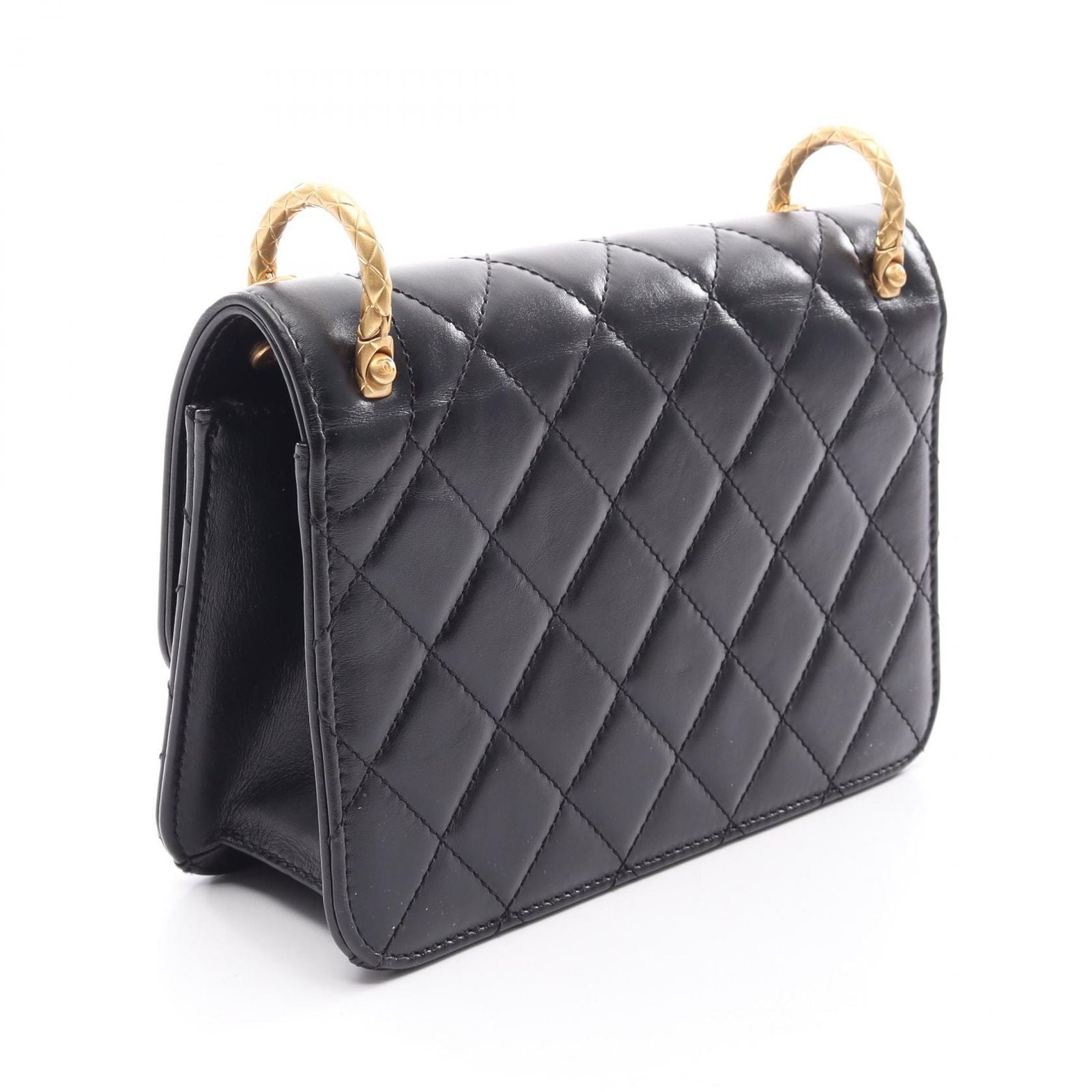 Chanel Shoulder Bag Quilted Black Lambskin Chain — view 2