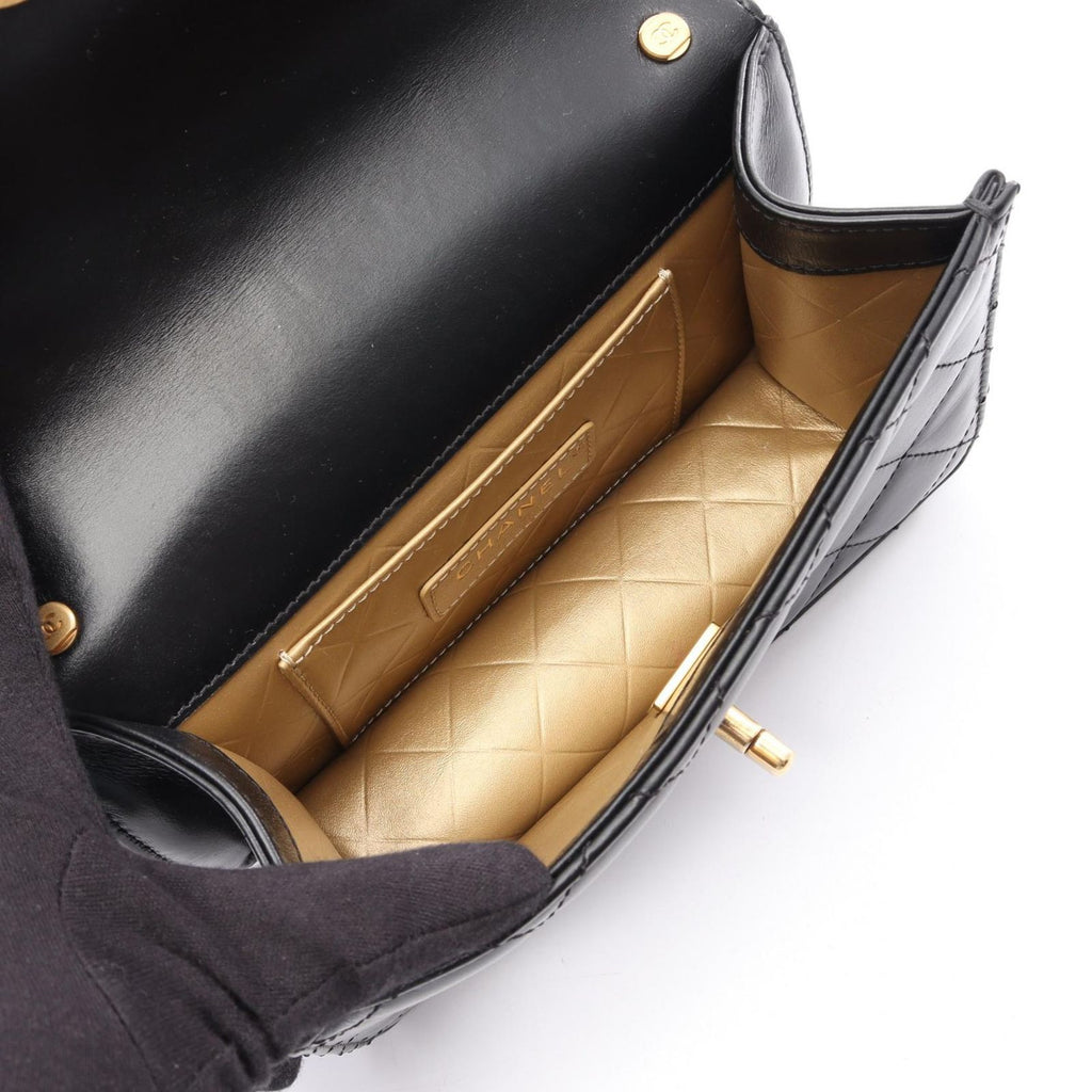 Chanel Shoulder Bag Quilted Black Lambskin Chain — view 3
