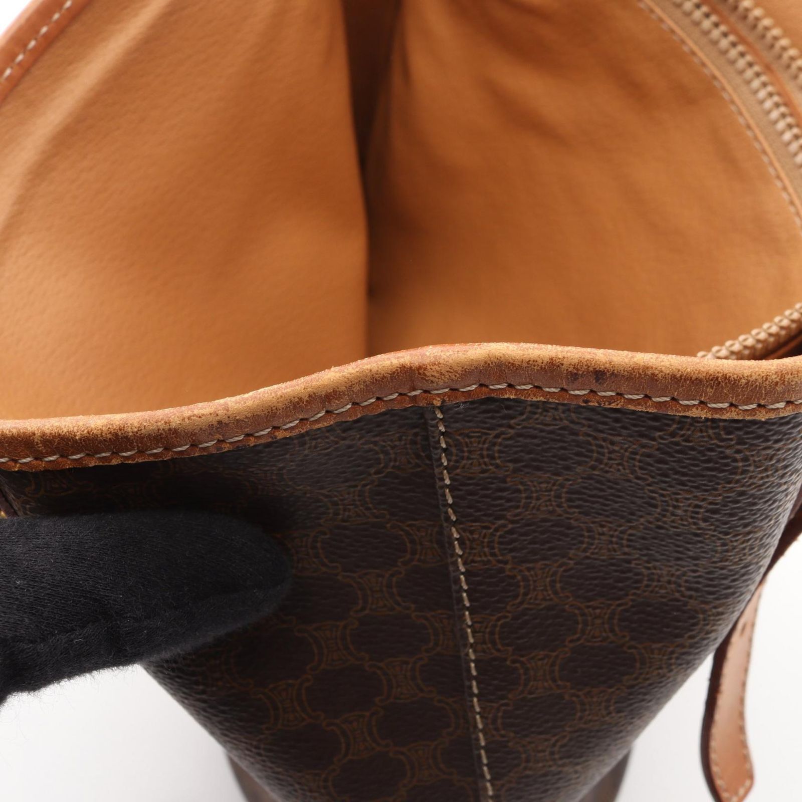 Celine Tote Macadam Dark Brown Canvas Leather — view 7