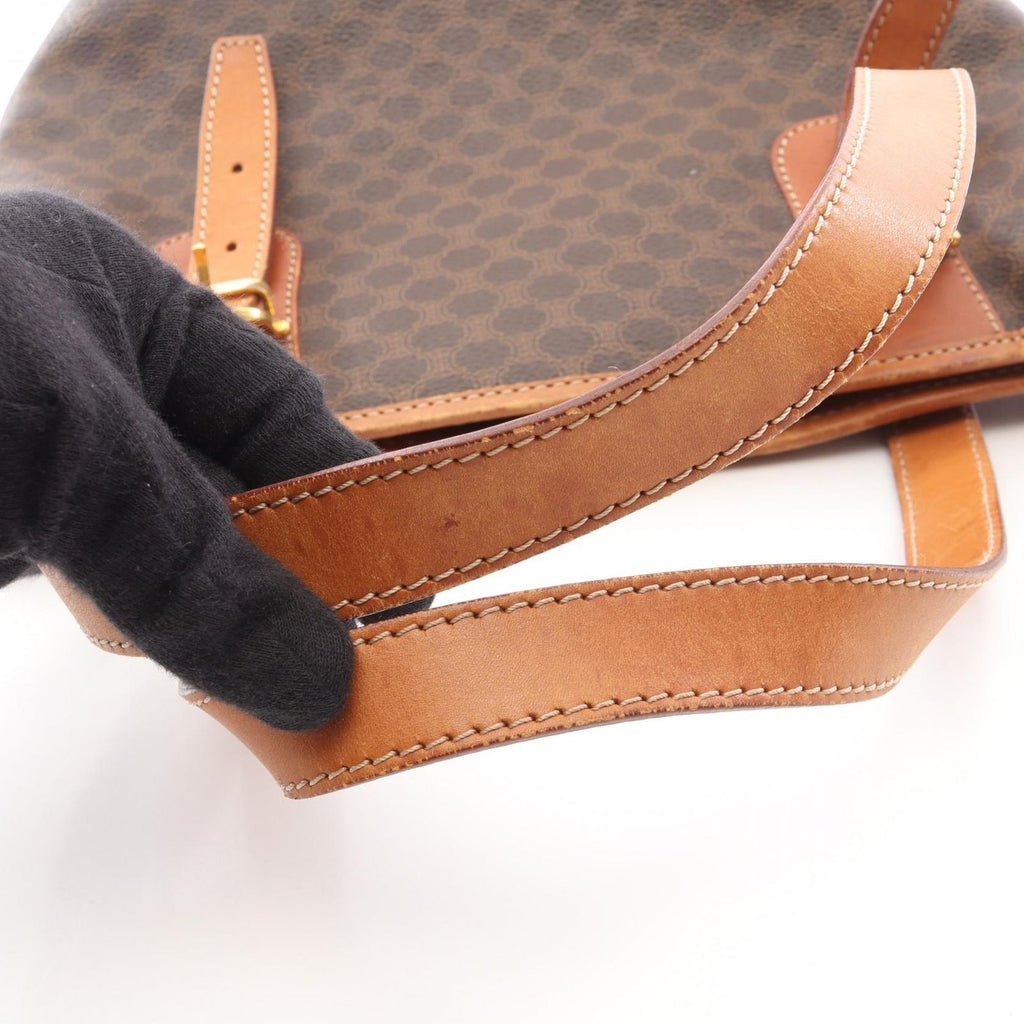 Celine Tote Macadam Dark Brown Canvas Leather — view 8
