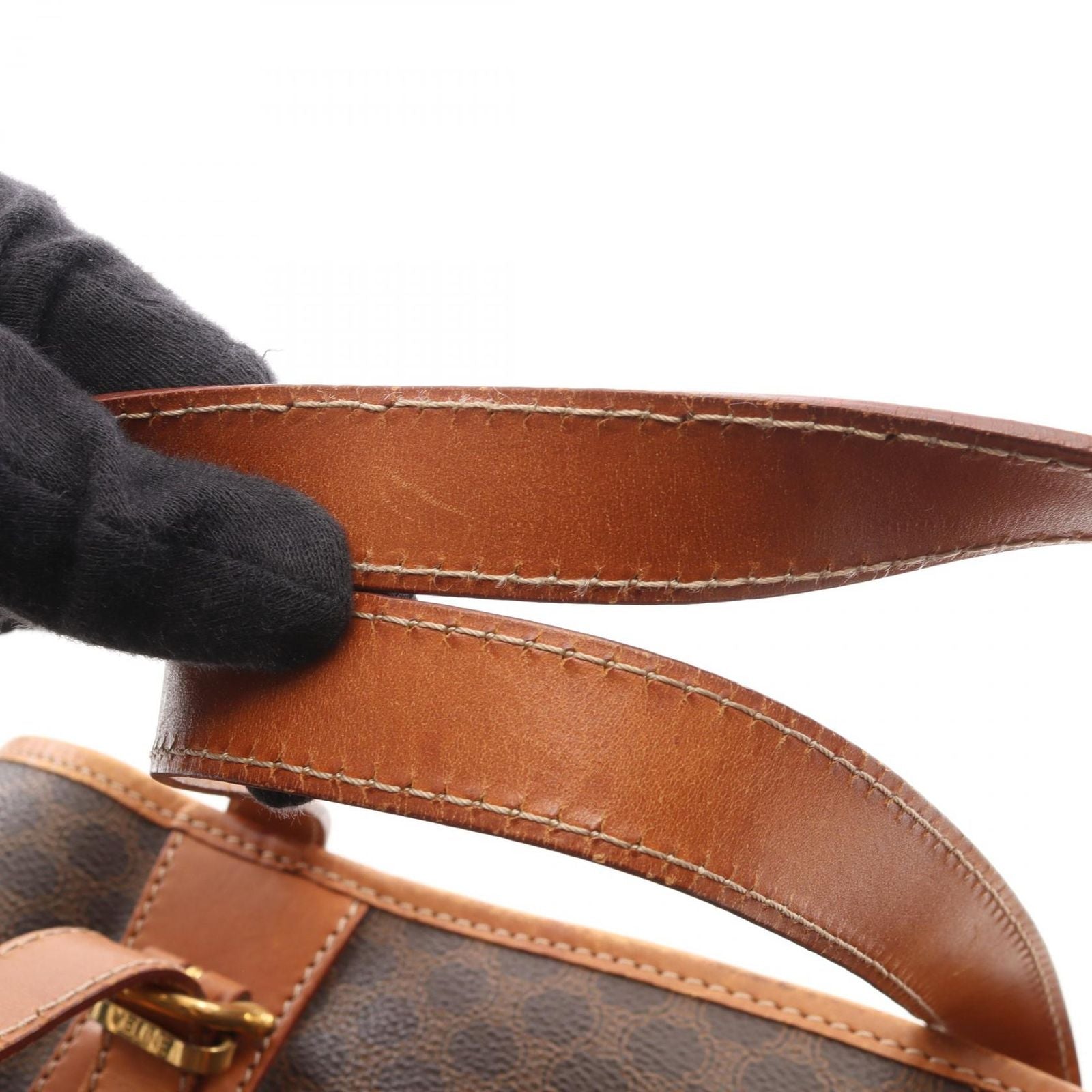 Celine Tote Macadam Dark Brown Canvas Leather — view 9