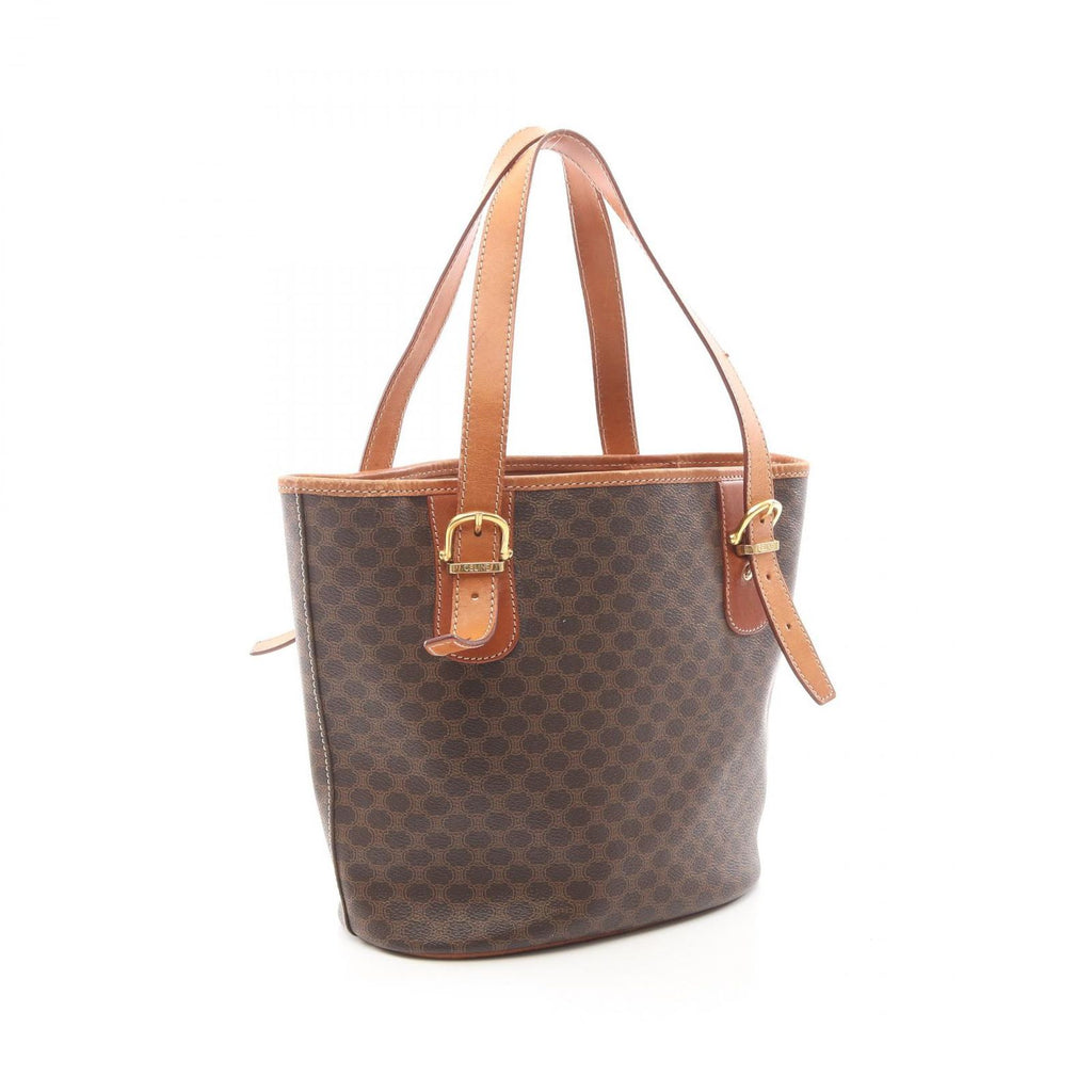Celine Tote Macadam Dark Brown Canvas Leather — view 2
