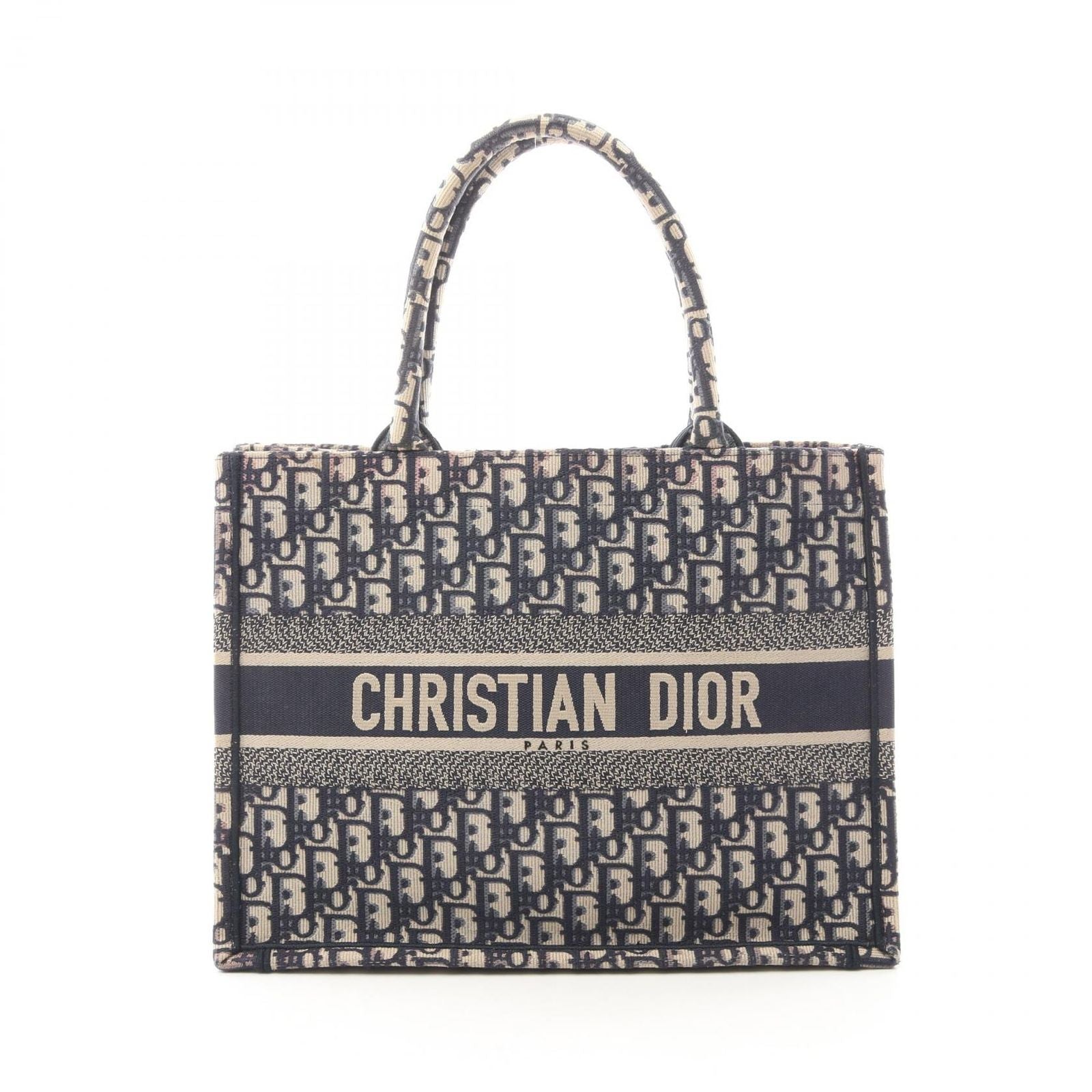 Dior Tote Book Oblique Beige Navy Canvas