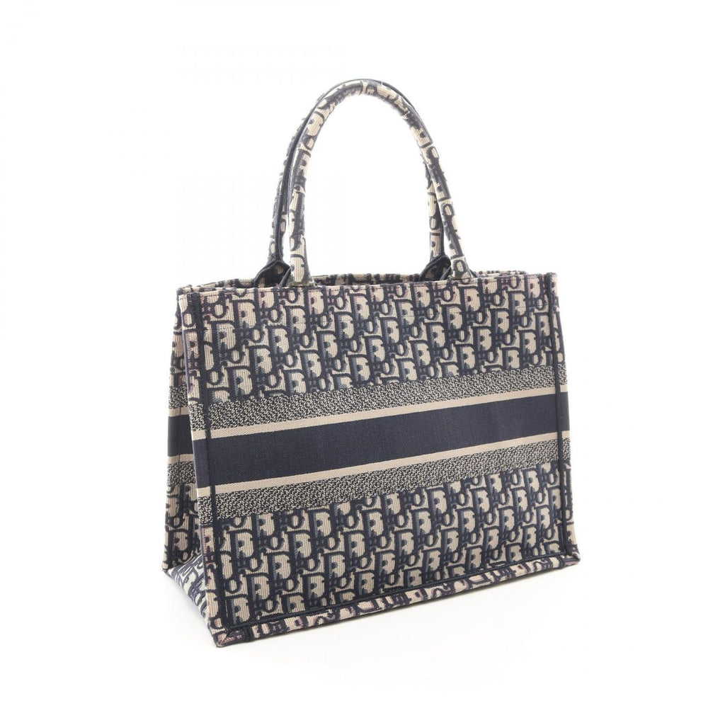 Dior Tote Book Oblique Beige Navy Canvas — view 2