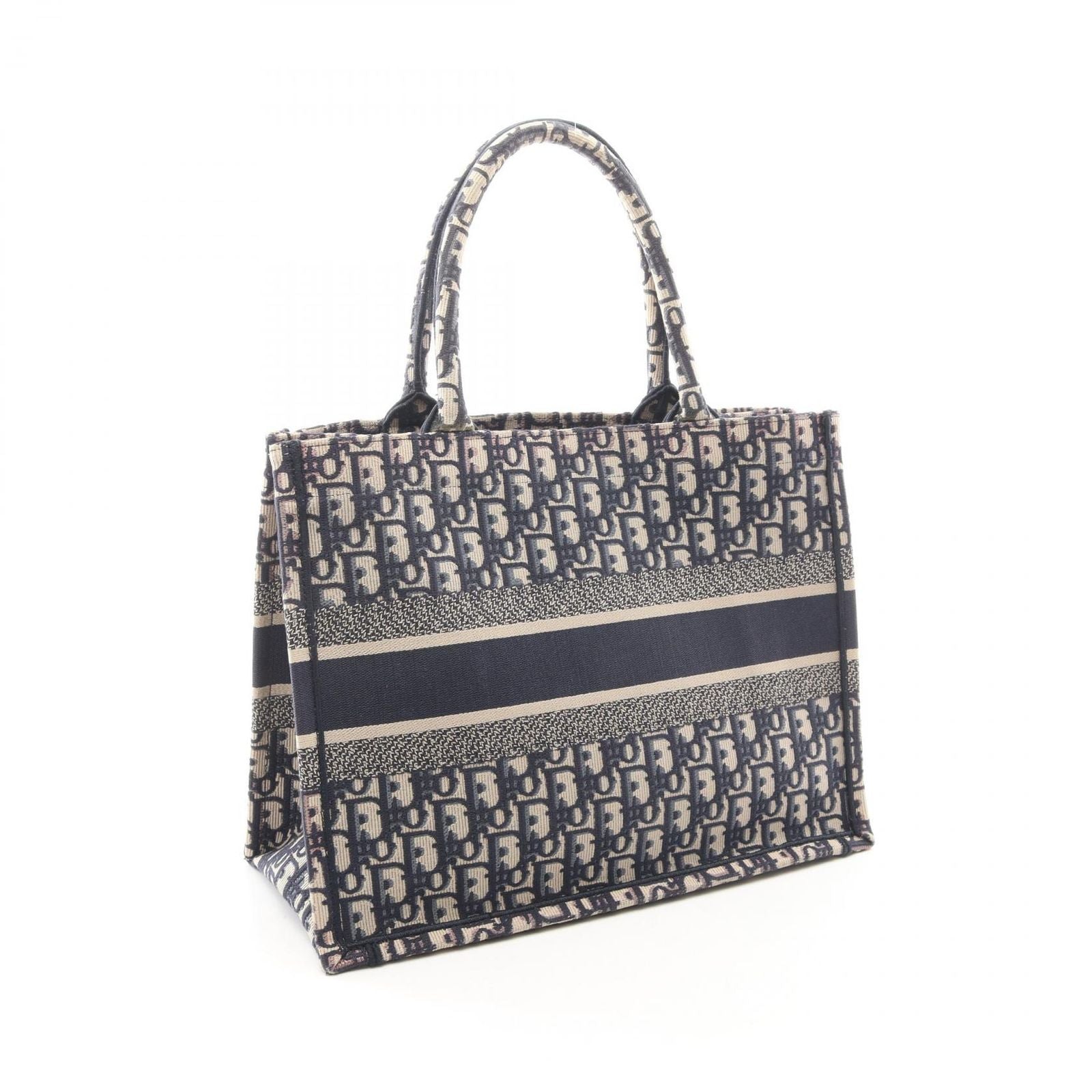 Dior Tote Book Oblique Beige Navy Canvas — view 2