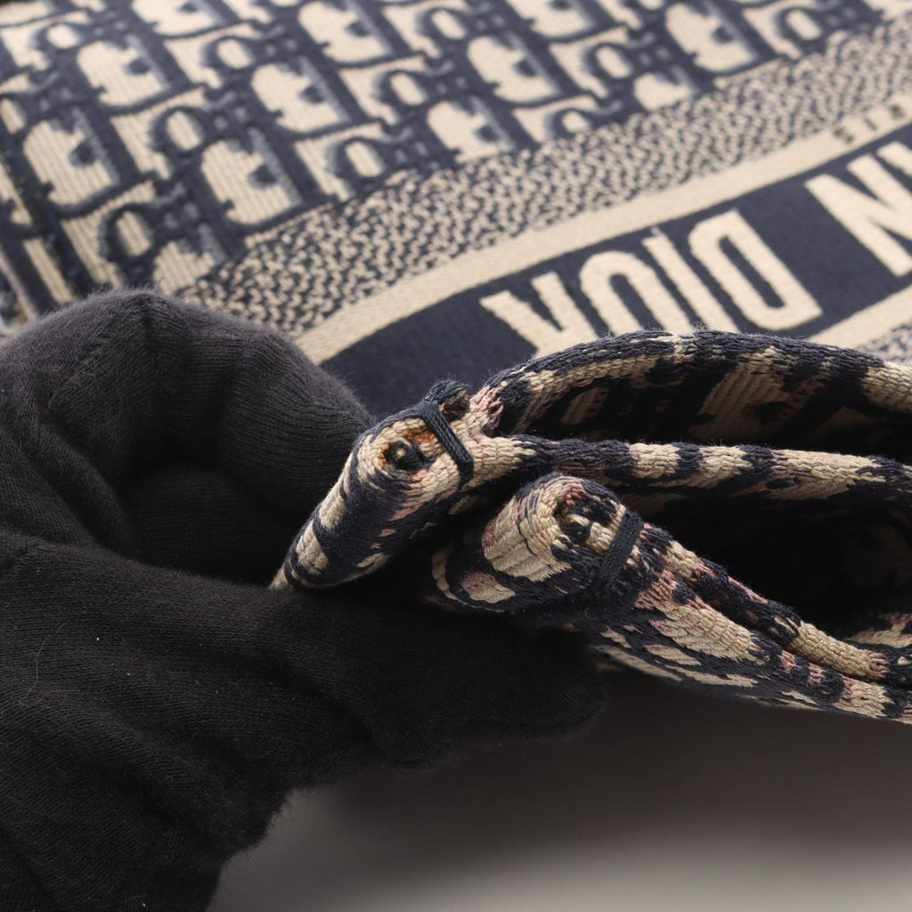 Dior Tote Book Oblique Beige Navy Canvas — view 8