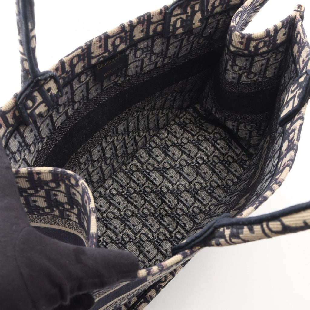Dior Tote Book Oblique Beige Navy Canvas — view 3